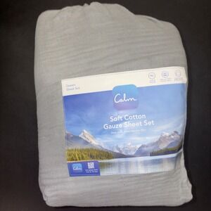 Calm Gray Soft Cotton Gauze Sheet Set Size Queen 20810